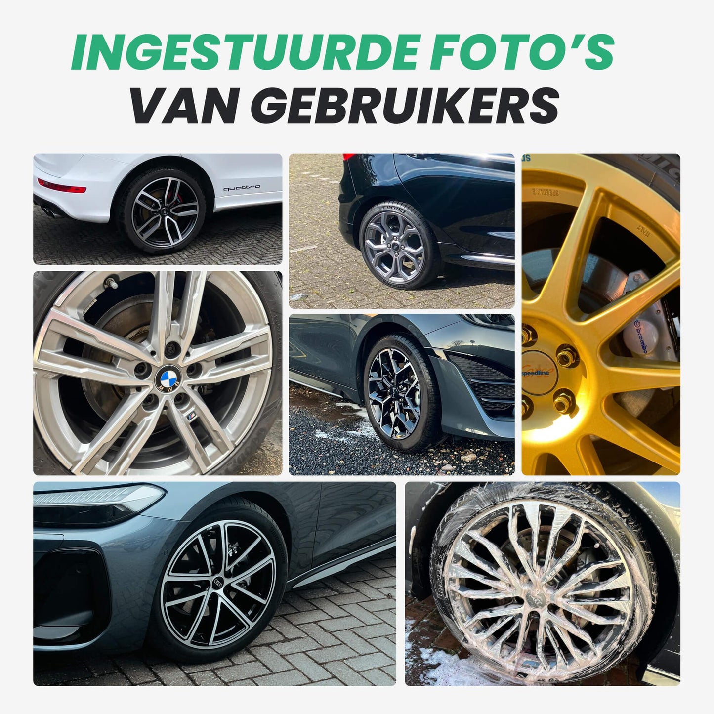 Detailrs velgenreiniging op diverse audi, BMW en speedline velgen groepsfoto onder gebruikers