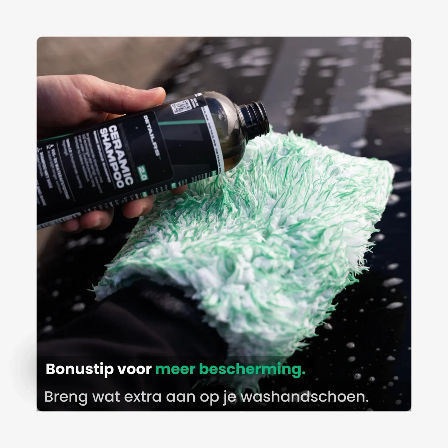 Detailrs Ceramic Shampoo 2.0 flacon met schuimende washandschoen voor autowasbescherming