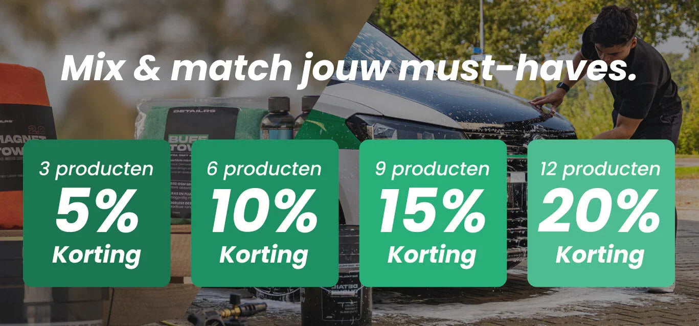 Detailrs mix & match must-haves met kortingen tot 20%, autopoets en microvezel handdoeken aanbieding