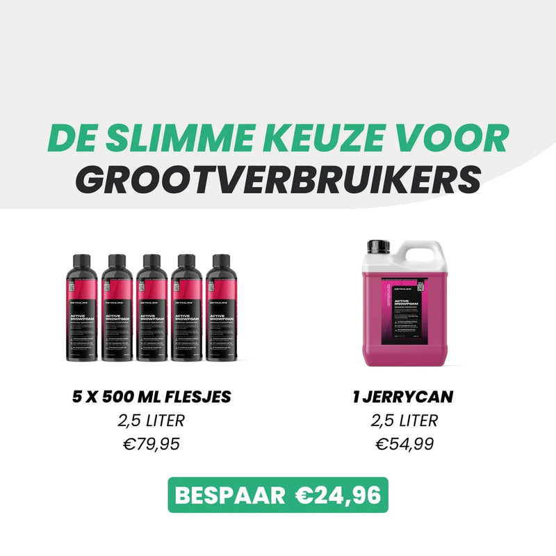 Detailrs Active Snowfoam 5 x 500 ml flessen en 1 jerrycan 2,5 liter schoonmaak schuim