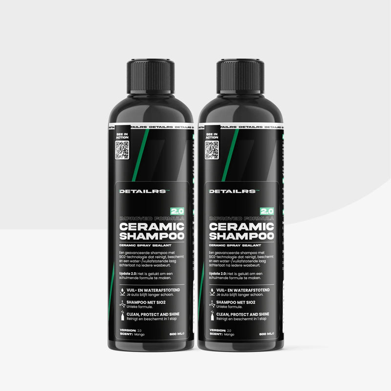 Detailrs Ceramic Shampoo 2.0 twee zwarte flessen met SiO2 formule en waterafstotende coating