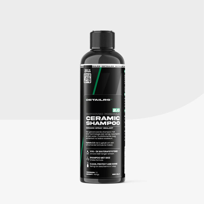 Detailrs Ceramic Shampoo 2.0 zwarte 500ml fles met ceramische bescherming en waterafstotende formule