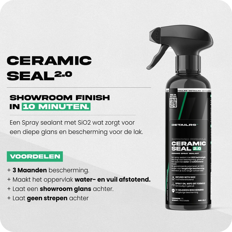 Detailrs Ceramic Seal 2.0 spray sealant met SiO2, diepe glans en bescherming voor autolak