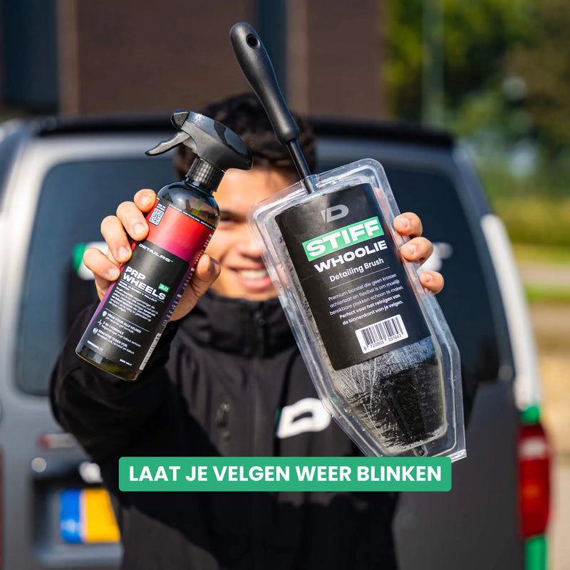 Detailrs PRO WHEELS 2.0 velgenreiniger en STIFF WHOOLIE detailing borstel voor auto onderhoud