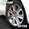 Detailrs velgenreiniger voor en na gebruik op Audi lichtmetalen velg, zichtbaar schoon verschil