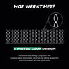 Detailrs twisted loop design illustratie met uitleg over waterabsorptie en krasminimalisatie