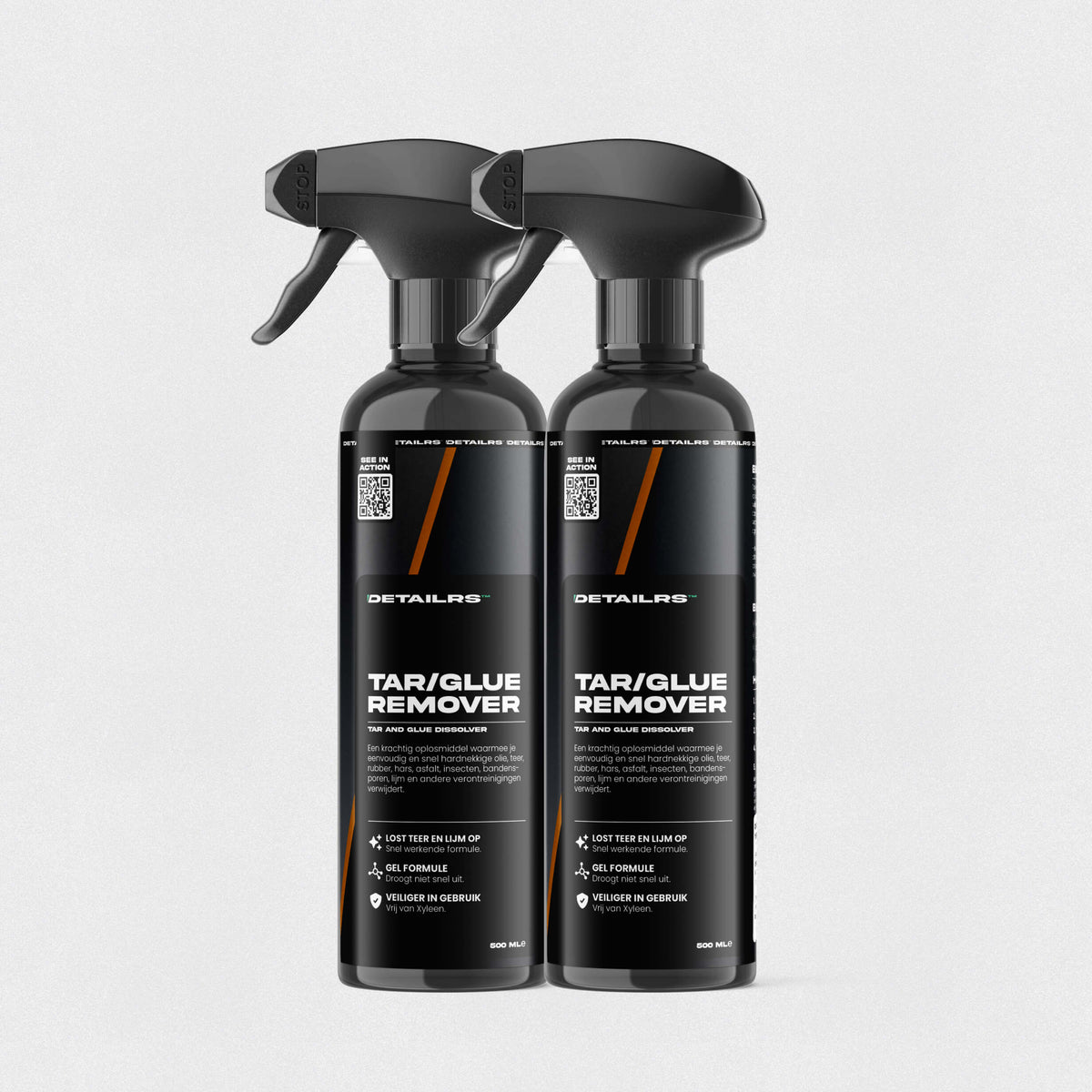 Detailrs Tar/Glue Remover sterke tar en lijm verwijderaar 500ml flacon zwart