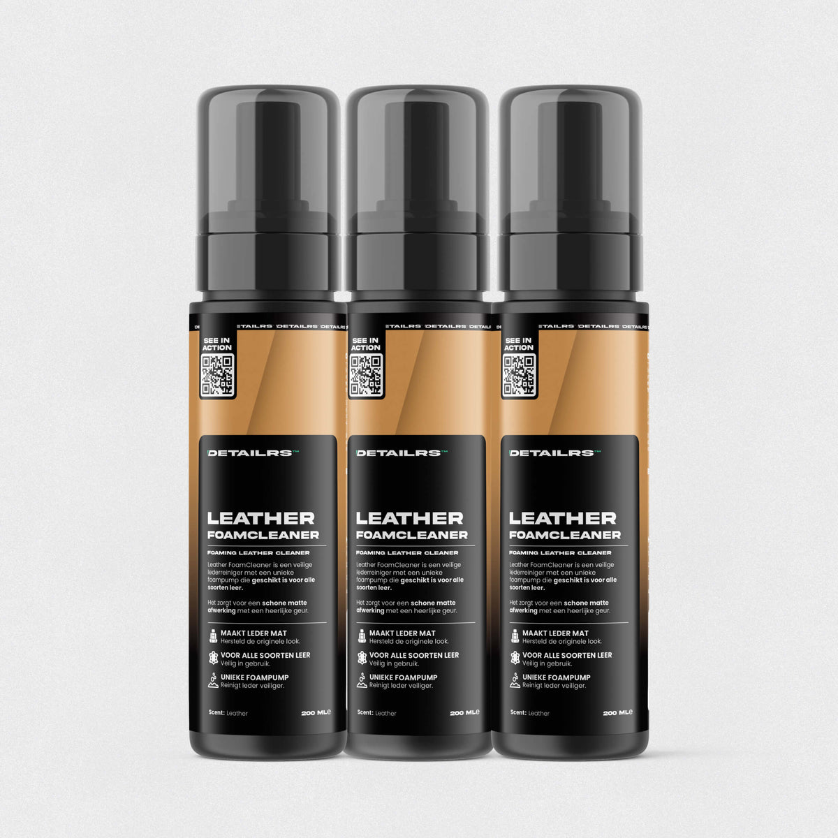 Detailrs Leather FoamCleaner leerreiniger fles met unieke foampomp voor alle soorten leer