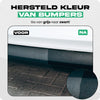 Detailrs bumperkleurhersteller voor en na foto van grijze bumper naar zwarte bumper herstel