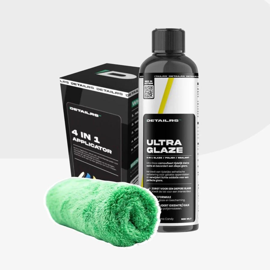 Detailrs Ultra Glaze 3-in-1 Glaze polish sealant met 4-in-1 applicator en groene microvezeldoek